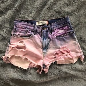 Levi’s High Waisted Pink & Purple Cutoff Shorts